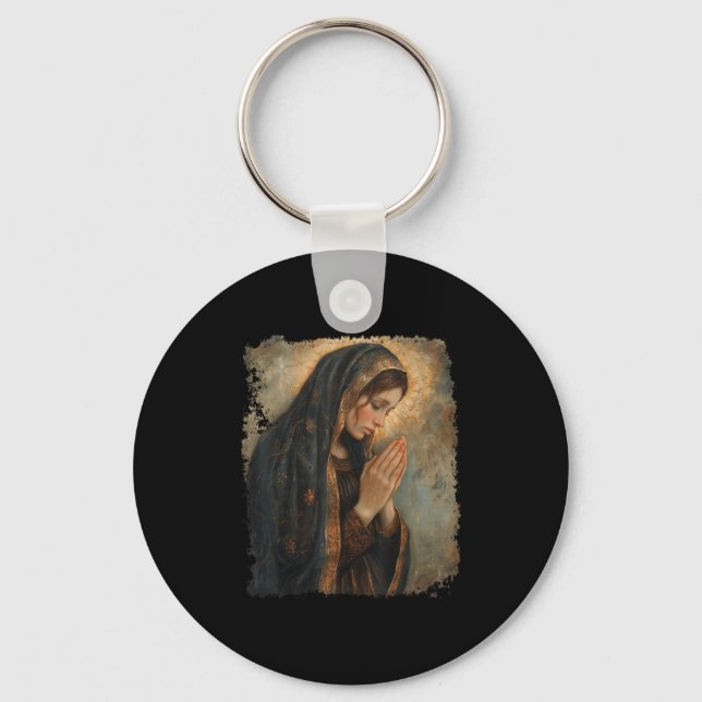 Saint Mary Praying Mother Of Jesus  Keychain (Front)