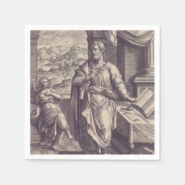 Saint Matthew Engraving Divine Inspiration Napkin (Front)