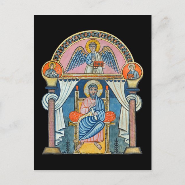 Saint Matthew Medieval Manuscript Art Postcard (Front)
