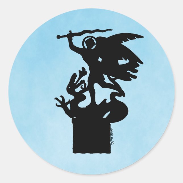 Saint Michael and Dragon Classic Round Sticker (Front)