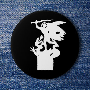 Saint Michael and Dragon (in White) 3 Inch Round Button