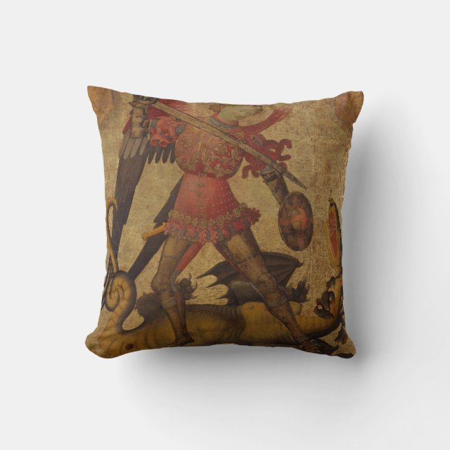 Saint Michael and the Dragon Throw Pillow (Front)
