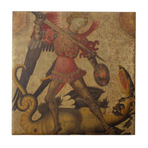 Saint Michael and the Dragon Tile