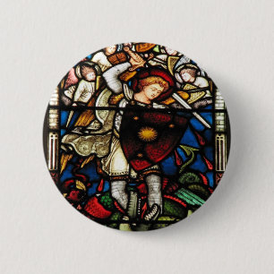 SAINT MICHAEL ARCHANGEL 2 INCH ROUND BUTTON