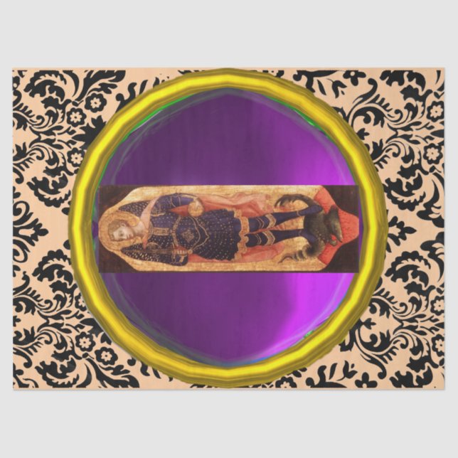 SAINT MICHAEL ARCHANGEL WITH DRAGON Damask Gem  Tissue Paper (Front)