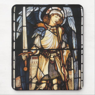 Saint Michael by Burne Jones, Vintage Archangel Mouse Pad