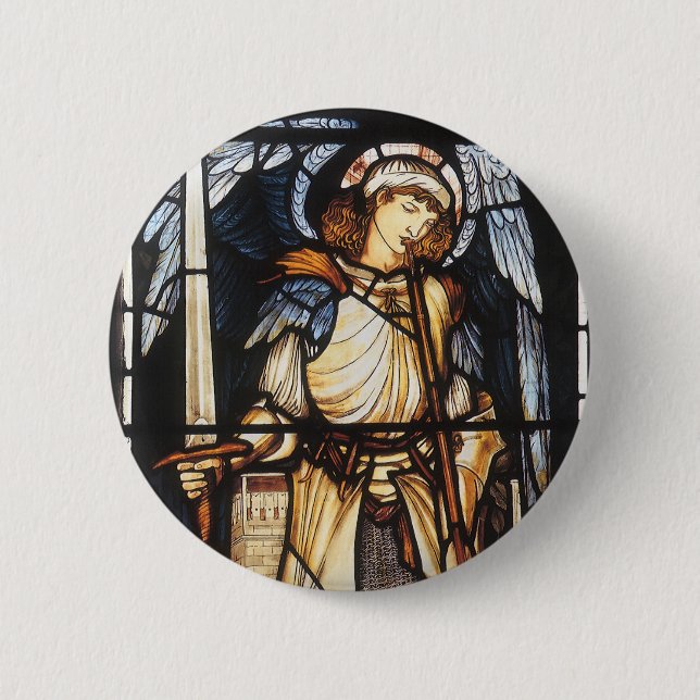 Saint Michael by Sir Edward Coley Burne-Jones 2 Inch Round Button (Front)