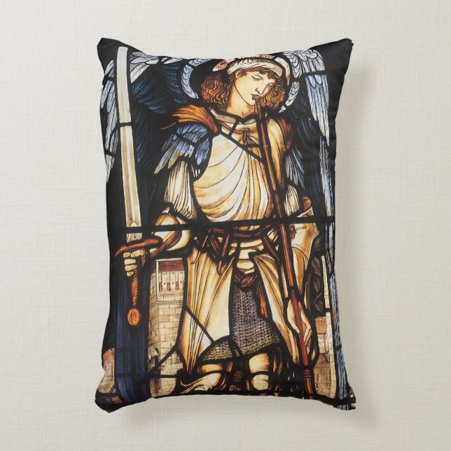 Saint Michael by Sir Edward Coley Burne-Jones Accent Pillow (Front(Vertical))