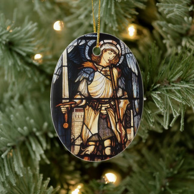 Saint Michael by Sir Edward Coley Burne-Jones Ceramic Ornament (Tree)