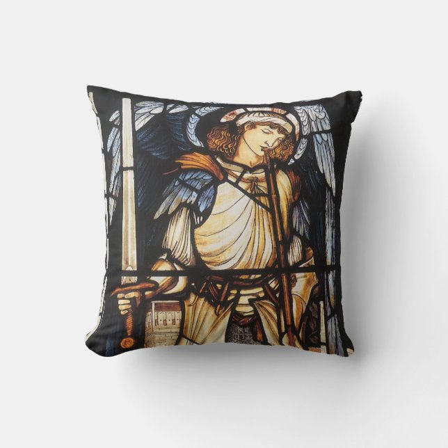 Saint Michael by Sir Edward Coley Burne-Jones Throw Pillow (Front)