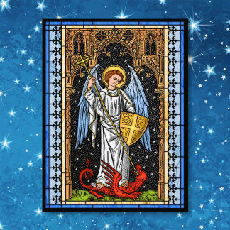 Saint Michael combat la carte postale de la bête