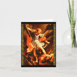 Saint Michael Defeating Satan Archangel Warrior  Card