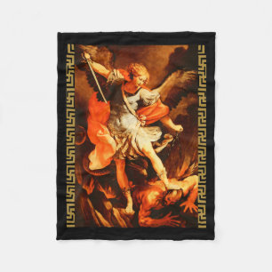 Saint Michael Defeating Satan Archangel Warrior Fleece Blanket