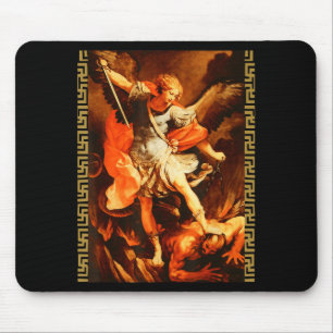 Saint Michael Defeating Satan Archangel Warrior  Mouse Pad