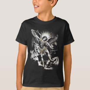 Saint Michael Defeating Satan Archangel Warrior  T-Shirt