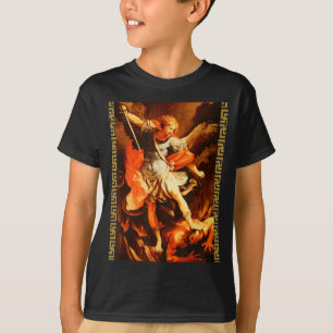 Saint Michael Defeating Satan Archangel Warrior  T-Shirt