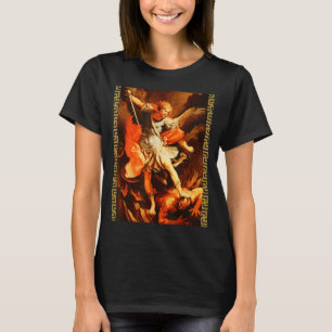 Saint Michael Defeating Satan Archangel Warrior  T-Shirt