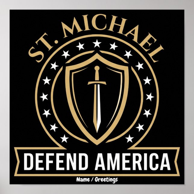 Saint Michael Defend America Tactical Shield Emble Poster (Front)