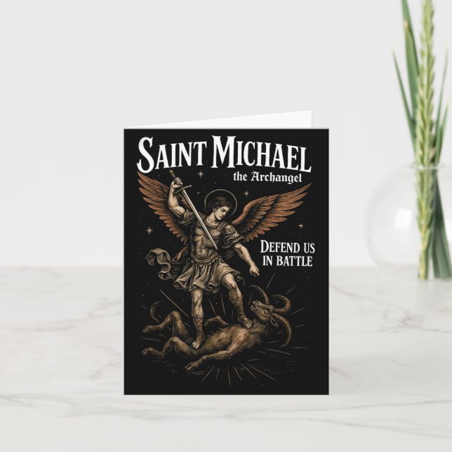 Saint Michael Defend Us In Battle Archangel Christ Card (Front)