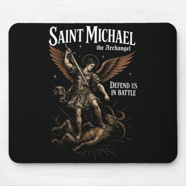 Saint Michael Defend Us In Battle Archangel Christ Mouse Pad (Front)