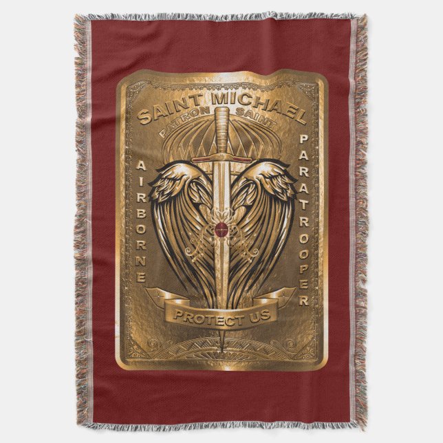 Saint Michael Patron Saint of Paratroopers  Throw Blanket (Front Vertical)