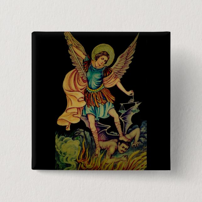 Saint Michael The Archangel 2 Inch Square Button (Front)