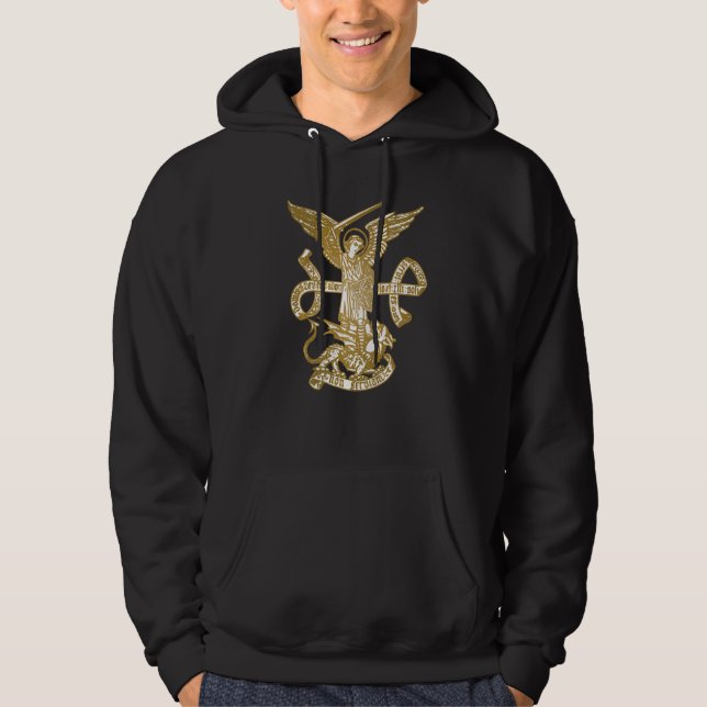 Saint Michael The Archangel Catholic Yellow Angel  Hoodie (Front)