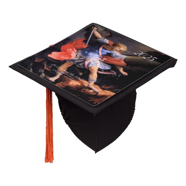 Saint Michael The Archangel Class of 2025 Graduation Cap Topper (Angled)
