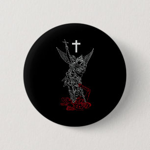 Saint michael the archangel defeating satan 2 inch round button