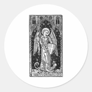 Saint Michael The Archangel Defeating Satan Christ Classic Round Sticker