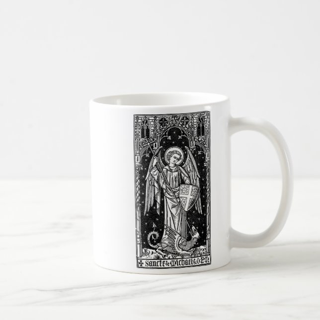 Saint Michael The Archangel Defeating Satan Christ Coffee Mug (Right)