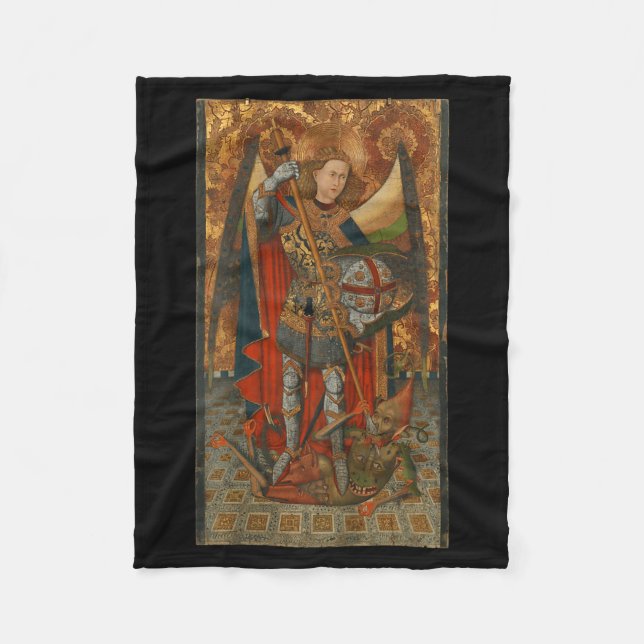 Saint Michael The Archangel Defeating Satan Christ Fleece Blanket (Front)