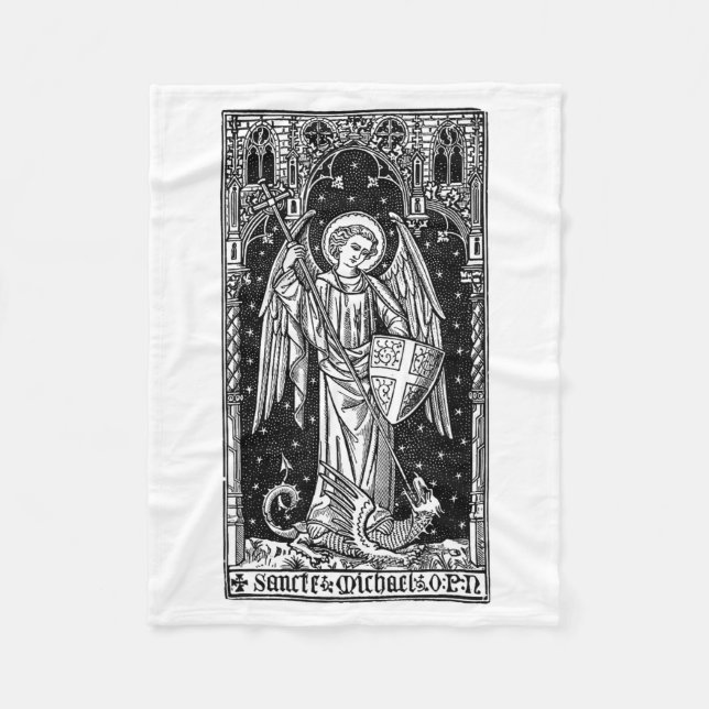 Saint Michael The Archangel Defeating Satan Christ Fleece Blanket (Front)