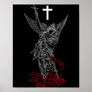 Saint michael the archangel defeating satan poster