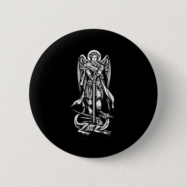 Saint Michael The Archangel Defend Us In Battle  2 Inch Round Button (Front)