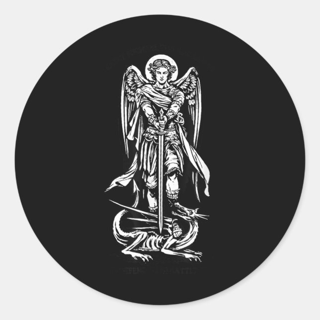 Saint Michael The Archangel Defend Us In Battle  Classic Round Sticker (Front)