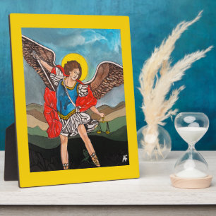 Saint Michael the Archangel Painting by Alfred Fox Plaque