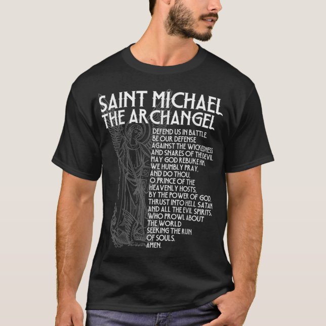 Saint Michael the Archangel Prayer Catholic Tradit T-Shirt (Front)