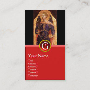 SAINT MICHAEL THE ARCHANGEL WITH DRAGON MONOGRAM BUSINESS CARD