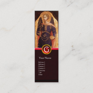 SAINT MICHAEL THE ARCHANGEL WITH DRAGON MONOGRAM MINI BUSINESS CARD