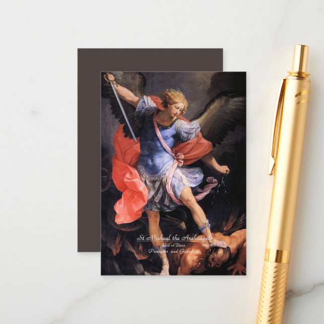 Saint Michael the Archangel with Prayer Enclosure Card (Front/Back In Situ)