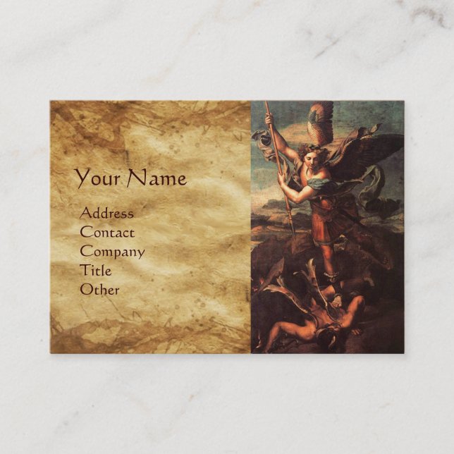 SAINT MICHAEL VANGUISHING SATAN BUSINESS CARD (Front)