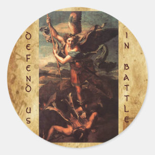 SAINT MICHAEL VANGUISHING SATAN CLASSIC ROUND STICKER