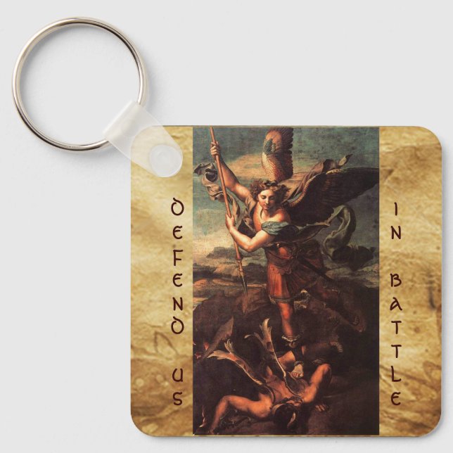 SAINT MICHAEL VANGUISHING SATAN KEYCHAIN (Front)