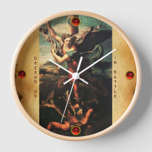 SAINT MICHAEL VANGUISHING SATAN Parchment Wall Clock