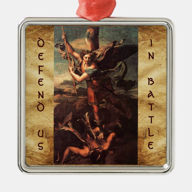 SAINT MICHAEL VANGUISHING SATAN Prayer Metal Ornament (Front)