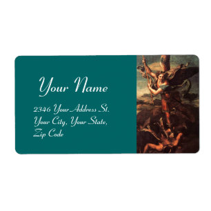 SAINT MICHAEL VANGUISHING SATAN vert bleu