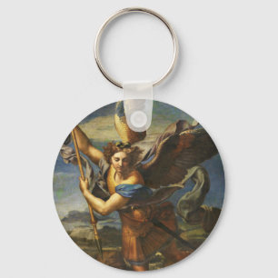 Saint Michael Vanquishing Satan by Raphael Keychain