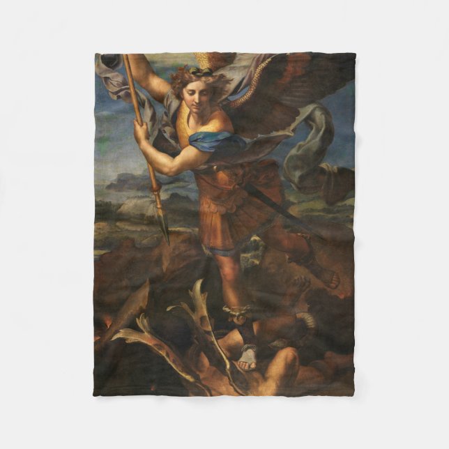 Saint Michael Vanquishing Satan Fleece Blanket (Front)