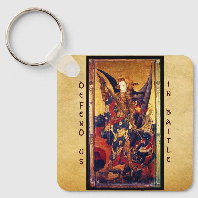 Saint Michael Vanquishing the Devil Keychain (Front)